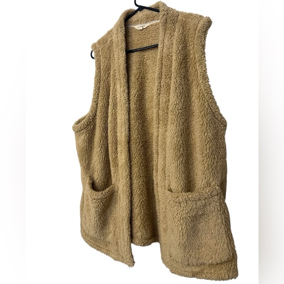 Lucky Brand Beige Sherpa Vest Sleeveless Sweater Cardigan EUC, Women’s Sz XL - Picture 1 of 7